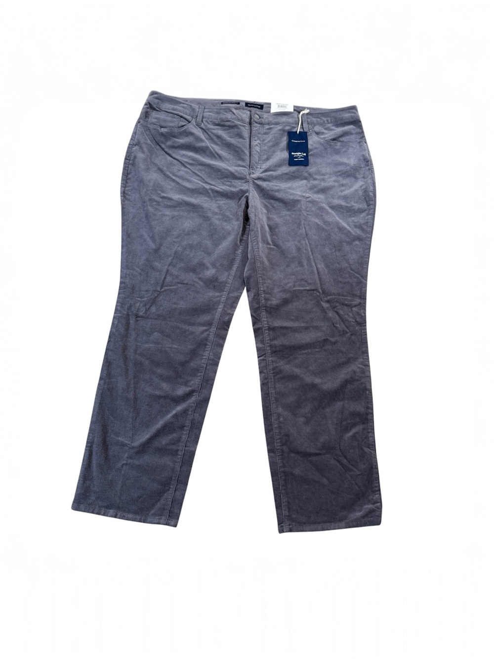 Charter Club‎ Lexington Gray Straight Leg Tummy Slimming Corduroy Pants Size 24W